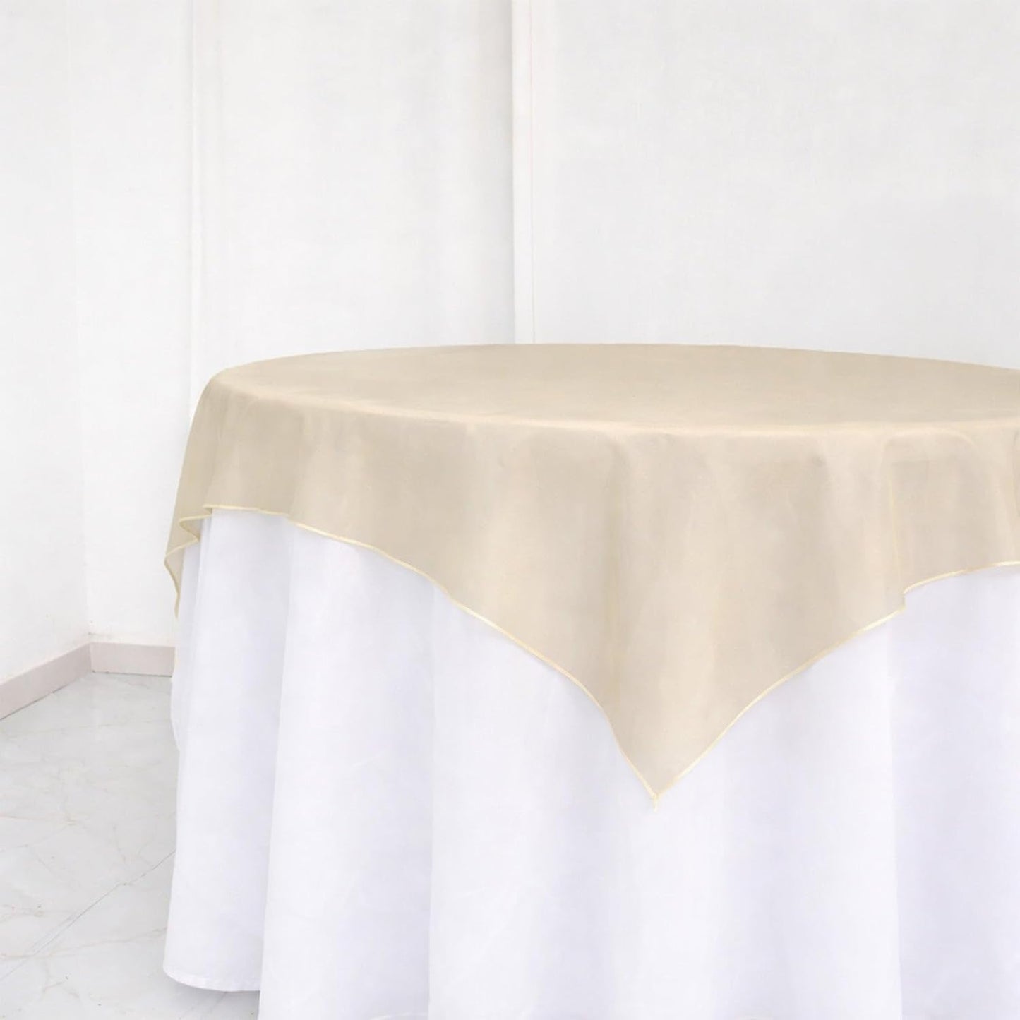 Efavormart 10 Pack Organza Table Overlay 72"x72" Gold - Sheer Table Topper