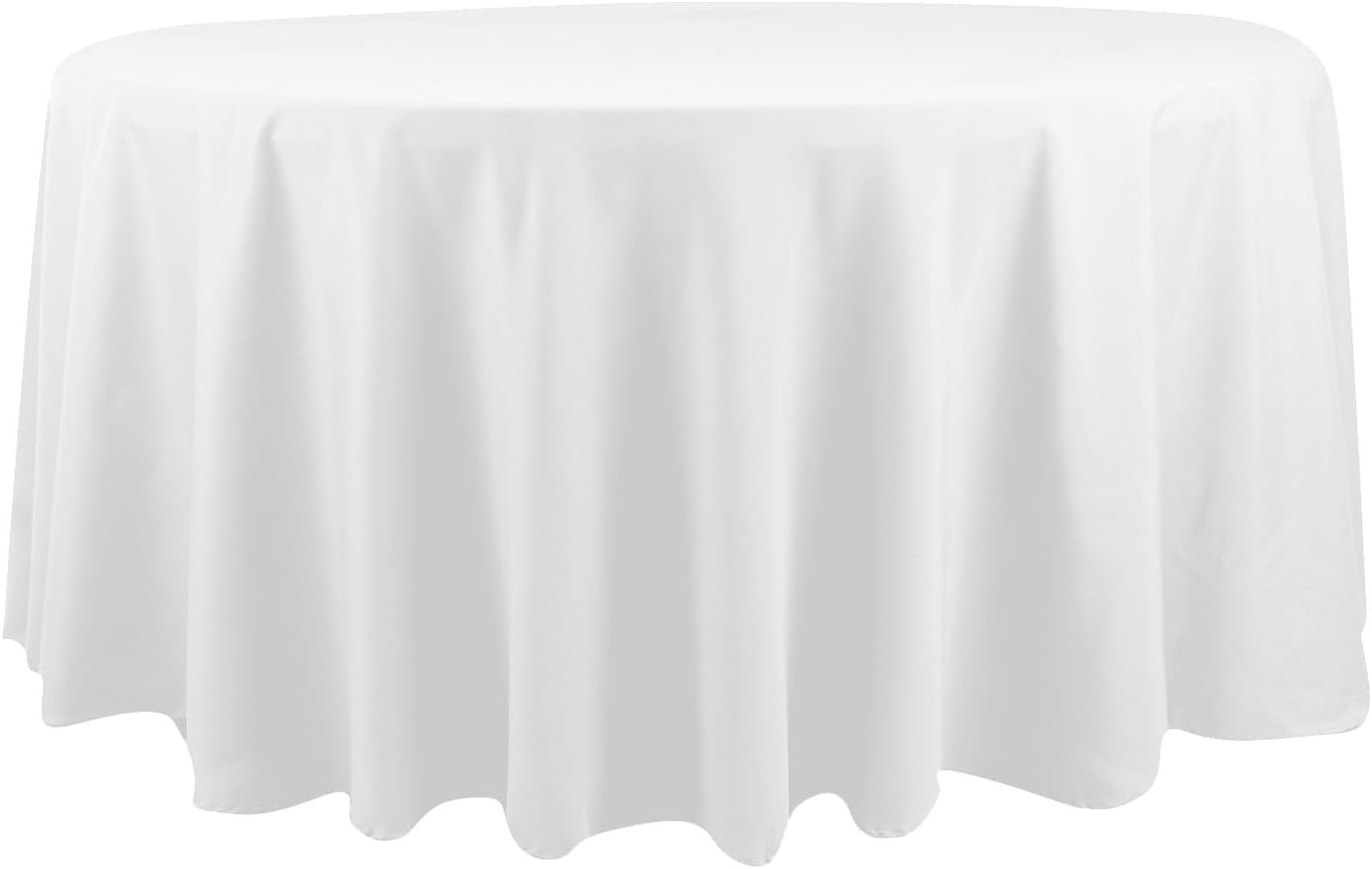Efavormart White Cotton Blend Round Tablecloth 120" Seamless for 5 Foot Table with Floor-Length Drop