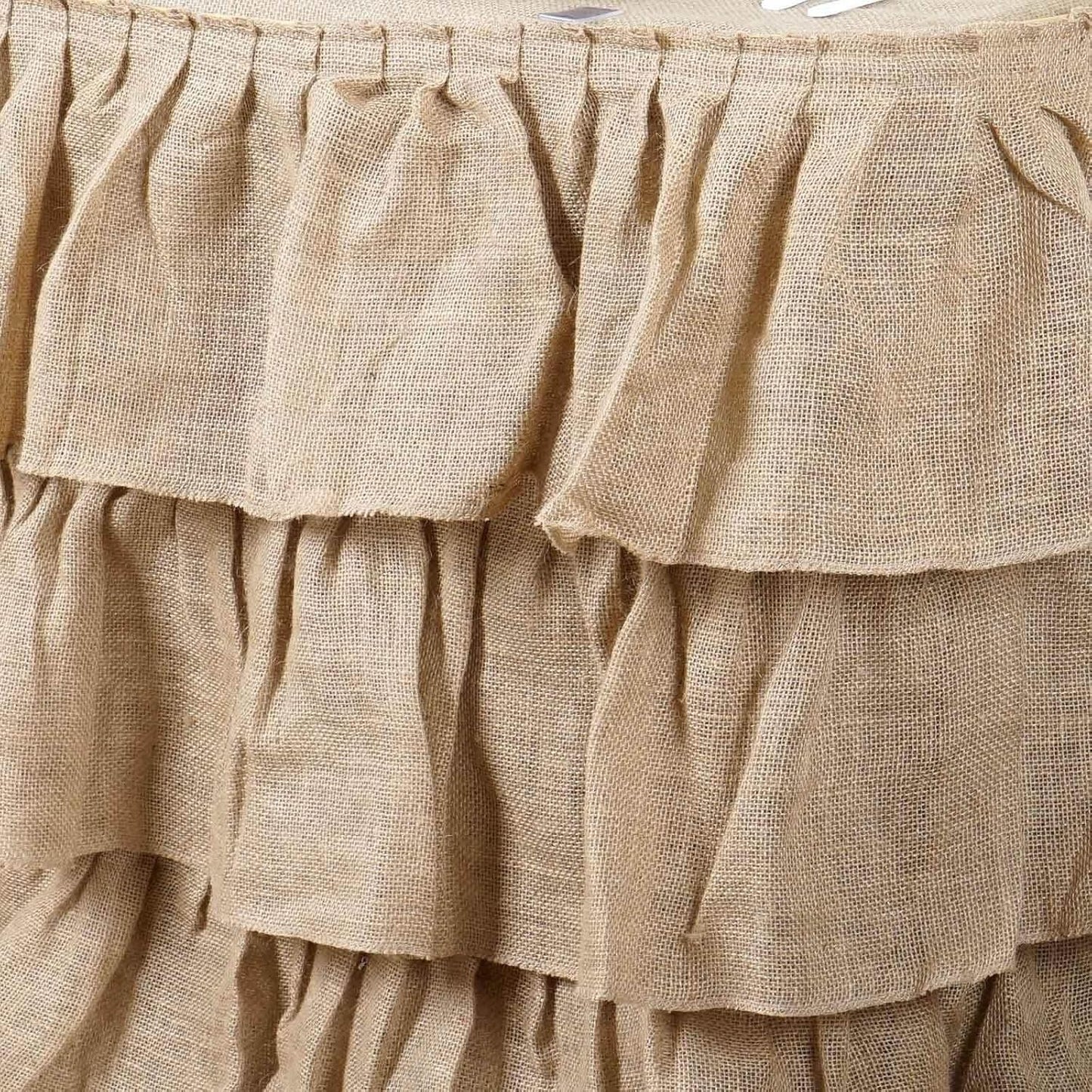 Efavormart 3 Tier Rustic Elegant Ruffled Burlap Table Skirt for Kitchen Dining Catering Wedding Party Decorations Events - 14 Ft