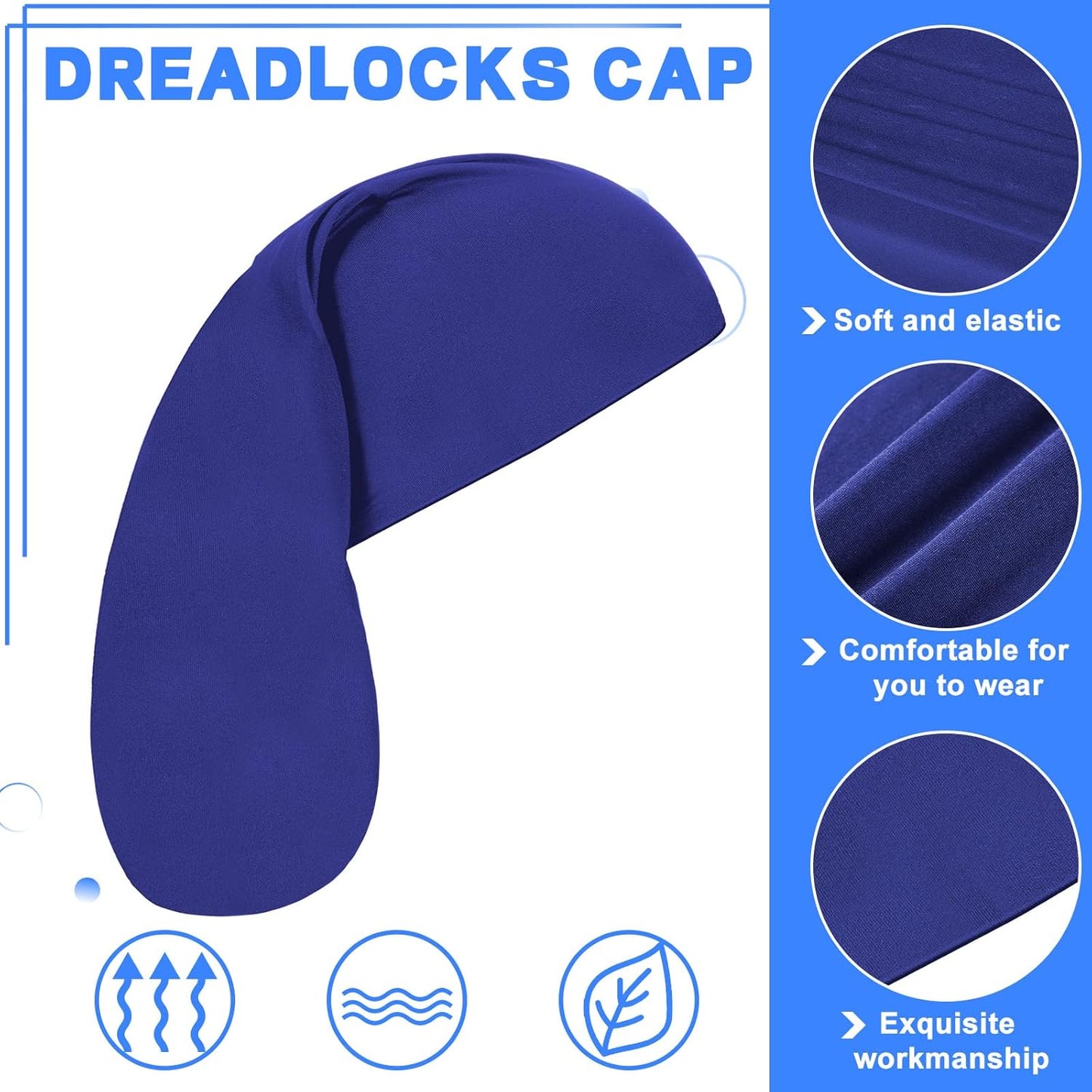 4 Pieces Unisex Jumbo Dreadlock Cap Long Dreads Hair Head Wrap Sleeping Cap Hair Accessories Sleep Bonnet for Men Women