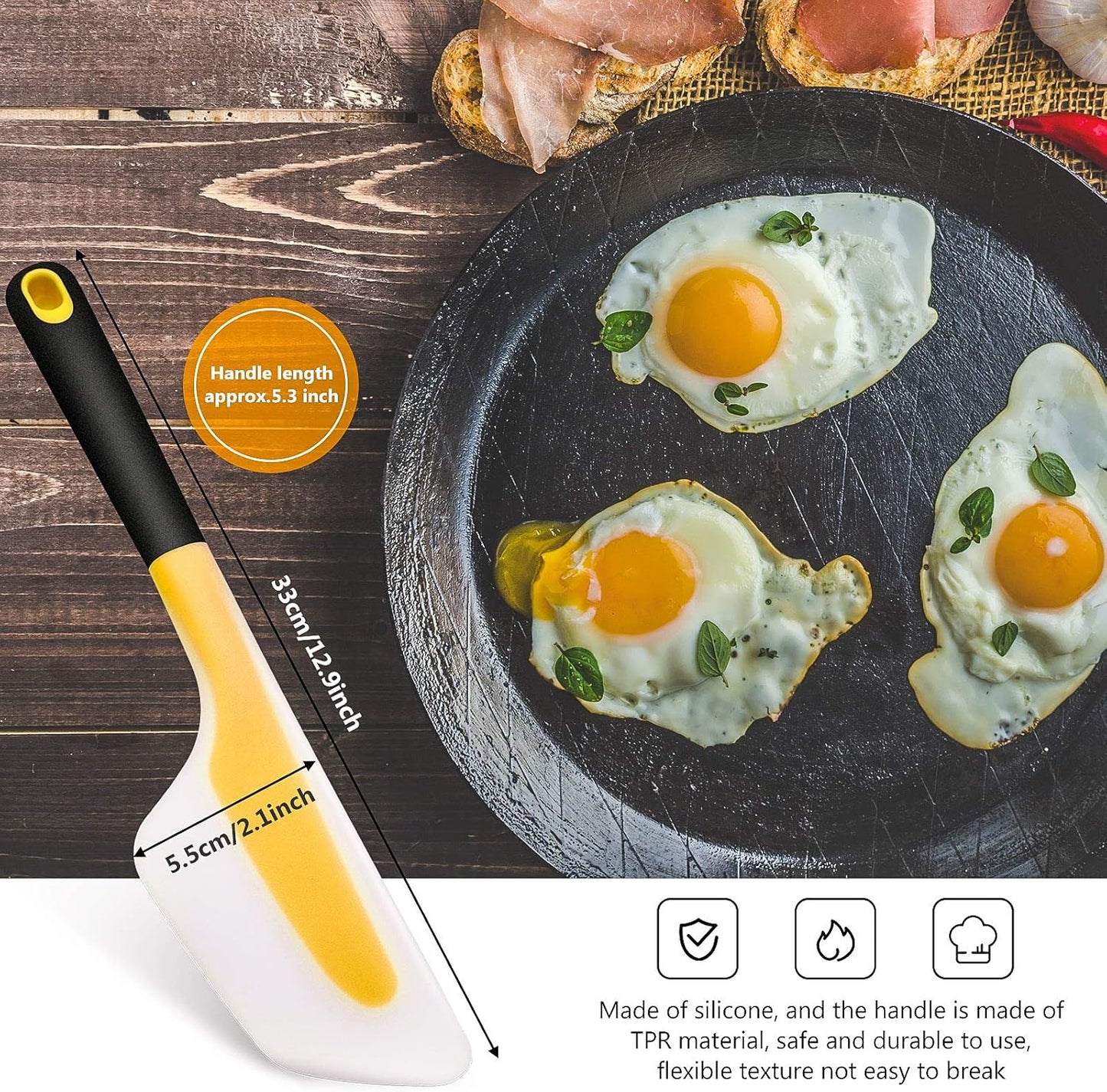 2 Pieces Omelette Spatula Kitchen Turner Silicone Flip and Fold Omelette Turner for Kitchen Omelet Pancake Crepes(Red and Yellow)