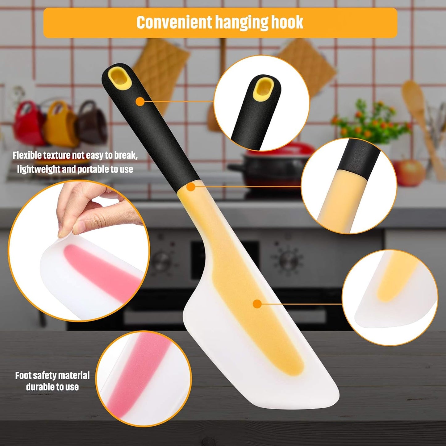 2 Pieces Omelette Spatula Kitchen Turner Silicone Flip and Fold Omelette Turner for Kitchen Omelet Pancake Crepes(Red and Yellow)