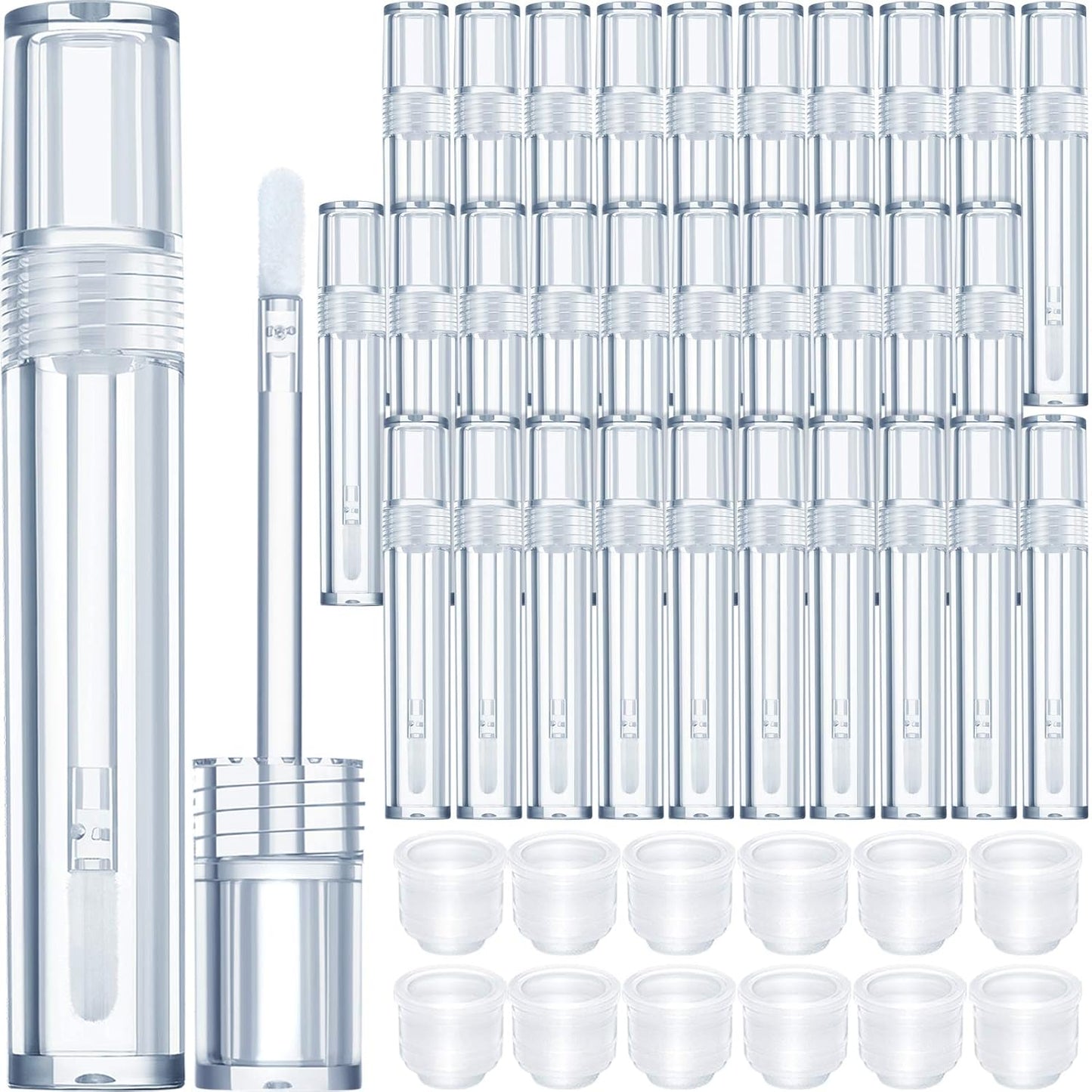 30 Pieces Empty Lip Gloss Tubes 5 ml Transparent Lip Gloss Containers Clear Refillable Lipstick Container Lip Balm Bottles Eyelash Growth Liquid Tube Cosmetic Container with Rubber Stoppers