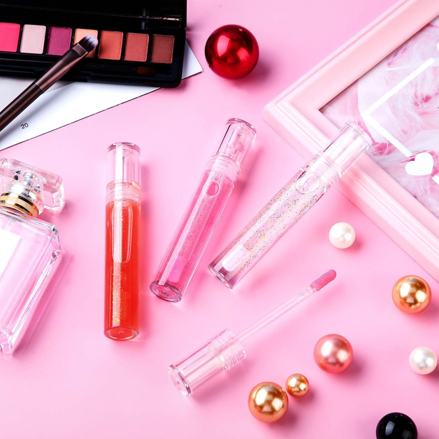 30 Pieces Empty Lip Gloss Tubes 5 ml Transparent Lip Gloss Containers Clear Refillable Lipstick Container Lip Balm Bottles Eyelash Growth Liquid Tube Cosmetic Container with Rubber Stoppers