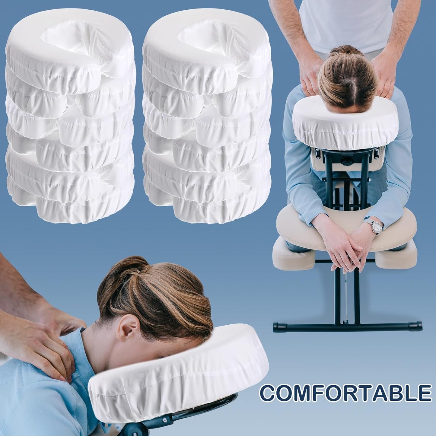 12 Pcs Face Cradle Covers for Massage Head Rest Microfiber Reusable Soft Thicker Massage Table Face Covers Oil Proof Headrest Cradle Sheets for Spa Beauty(White)