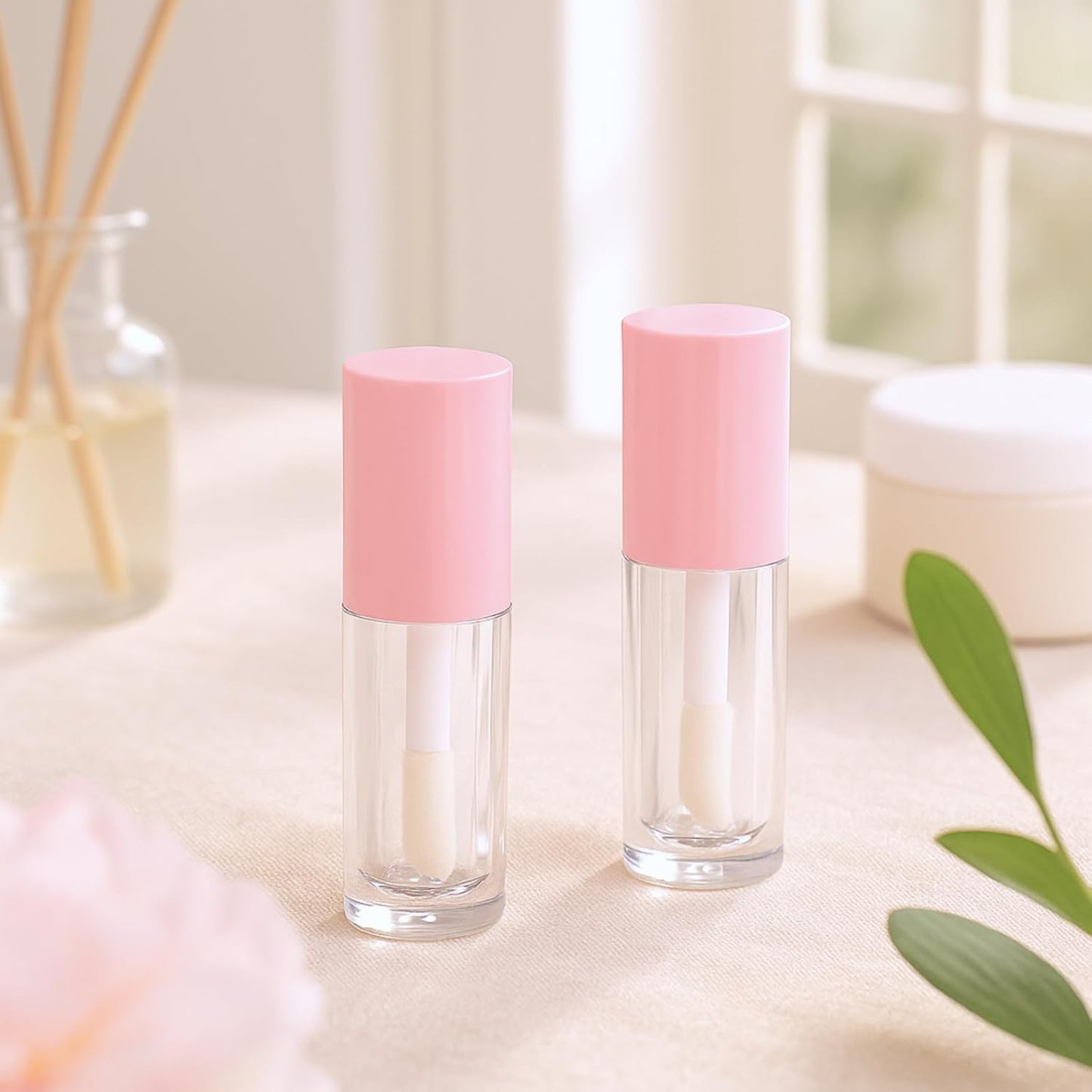 30 Pcs Pink 6ml Empty Lip Gloss Tubes with Wand Bulk Lip Refillable Gloss Containers Cosmetic Bottles with Rubber Stoppers for Lipstick Eyelash Growth Liquid DIY Makeup Kit