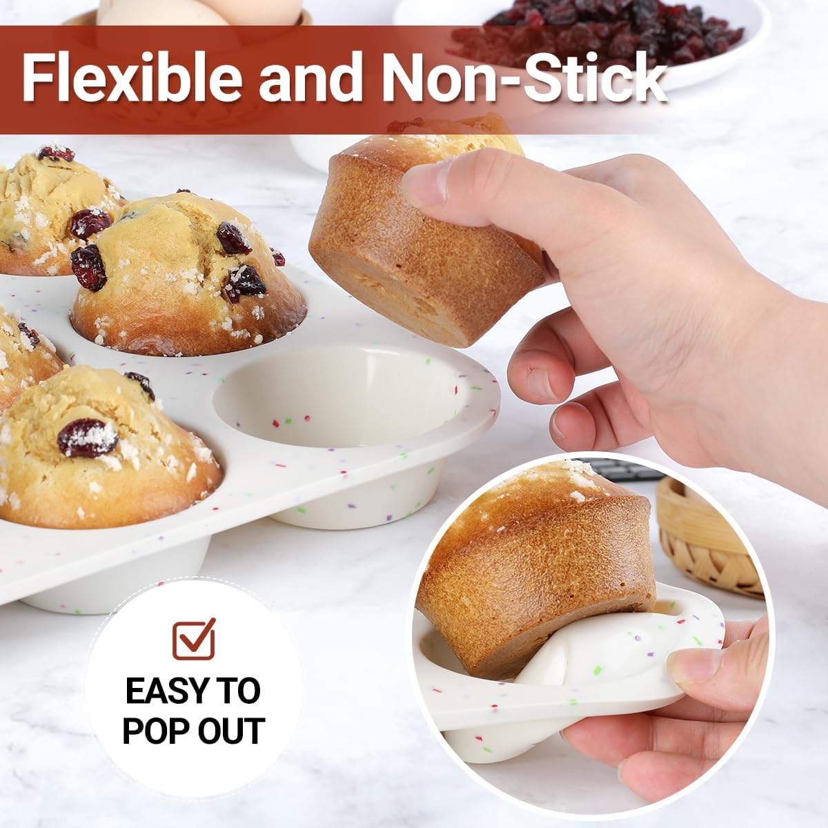 Silicone Jumbo Muffin Pan 6 Cups & Silicone Muffin Pan Regular Size 12 Cups