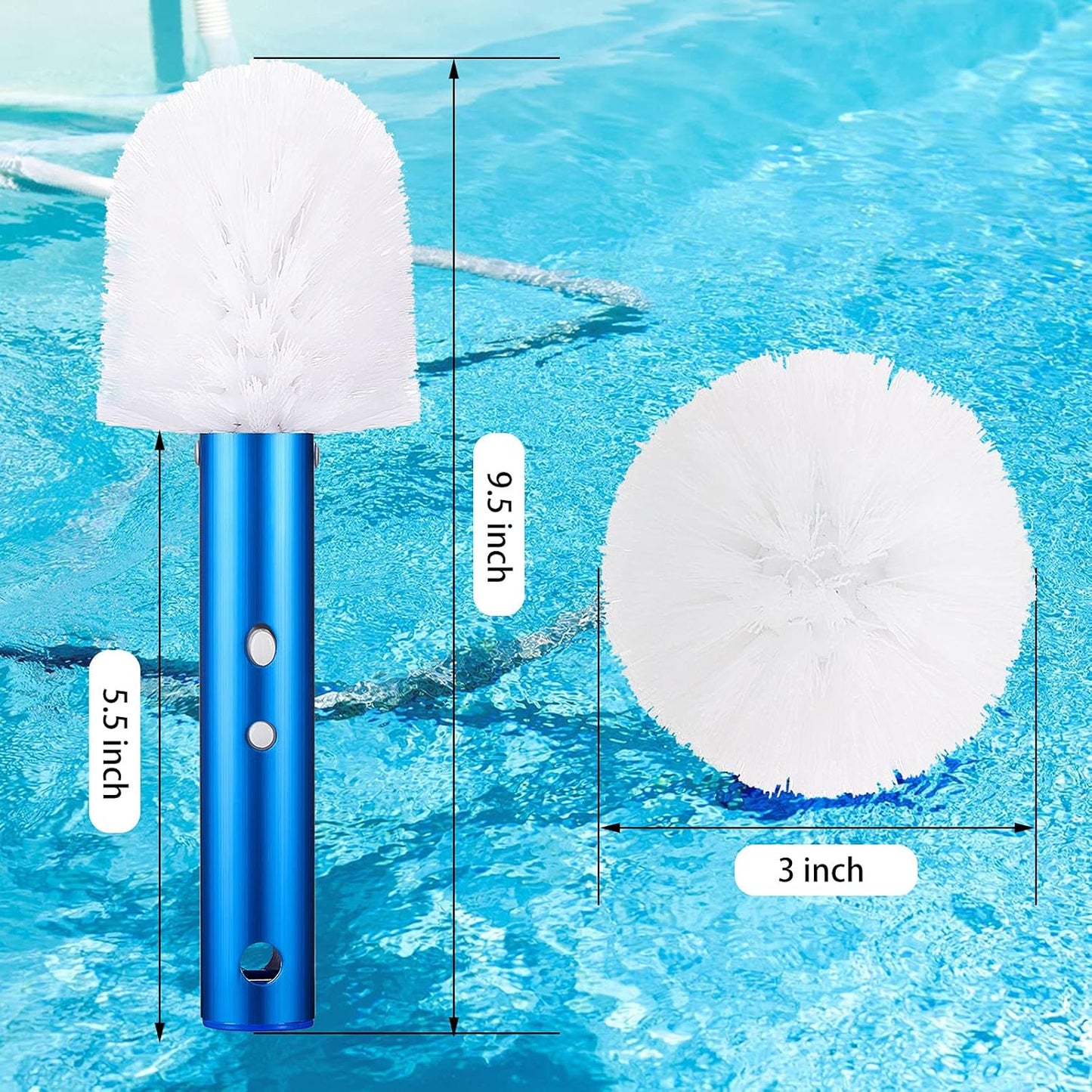 Corner and Step Pool Round Brush, Pool Step and Corner Brush, 180 Degree Rotation Handle Scrub Brush for Inground and Ground Swimming Pool, Spa, Hot Tub, Standard Poles Connection (1 Piece)