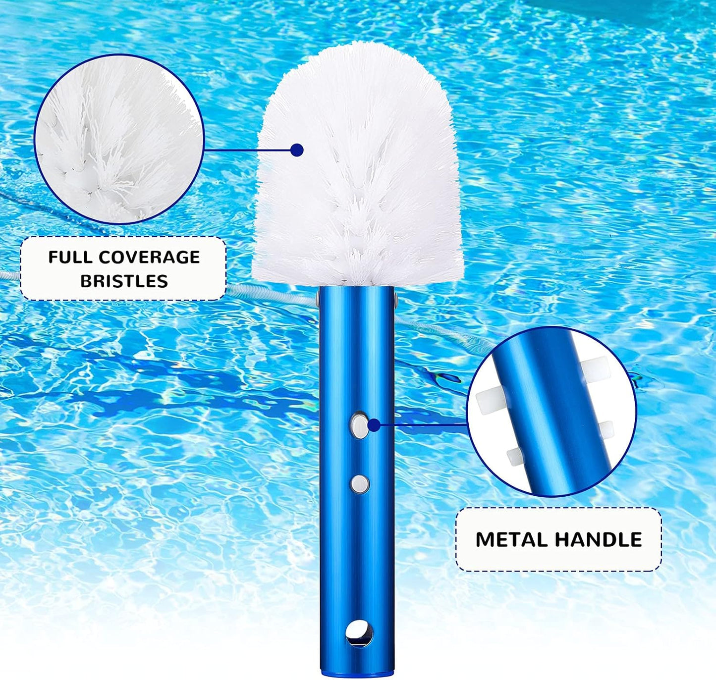 Corner and Step Pool Round Brush, Pool Step and Corner Brush, 180 Degree Rotation Handle Scrub Brush for Inground and Ground Swimming Pool, Spa, Hot Tub, Standard Poles Connection (1 Piece)