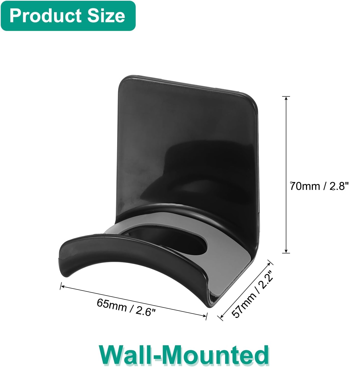 Headphone Stand, 2 Pcs ABS Headset Holder Adhesive Headphone Holder Hook Mount Headphone Hanger Hook Under Desk for Gaming Headphones Earphones Cables, Black(Wall-Mounted)