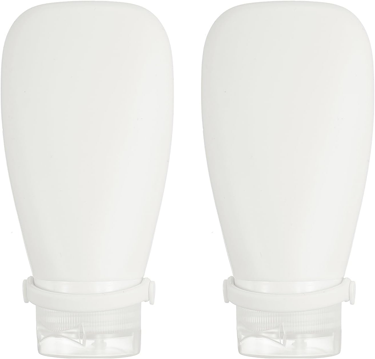 2 Pcs Silicone Squeeze Bottle, 3 oz Refillable Silicone Travel Bottles Leak Proof Mini Size Containers for Toiletries Lotion Shampoo Conditioner, White