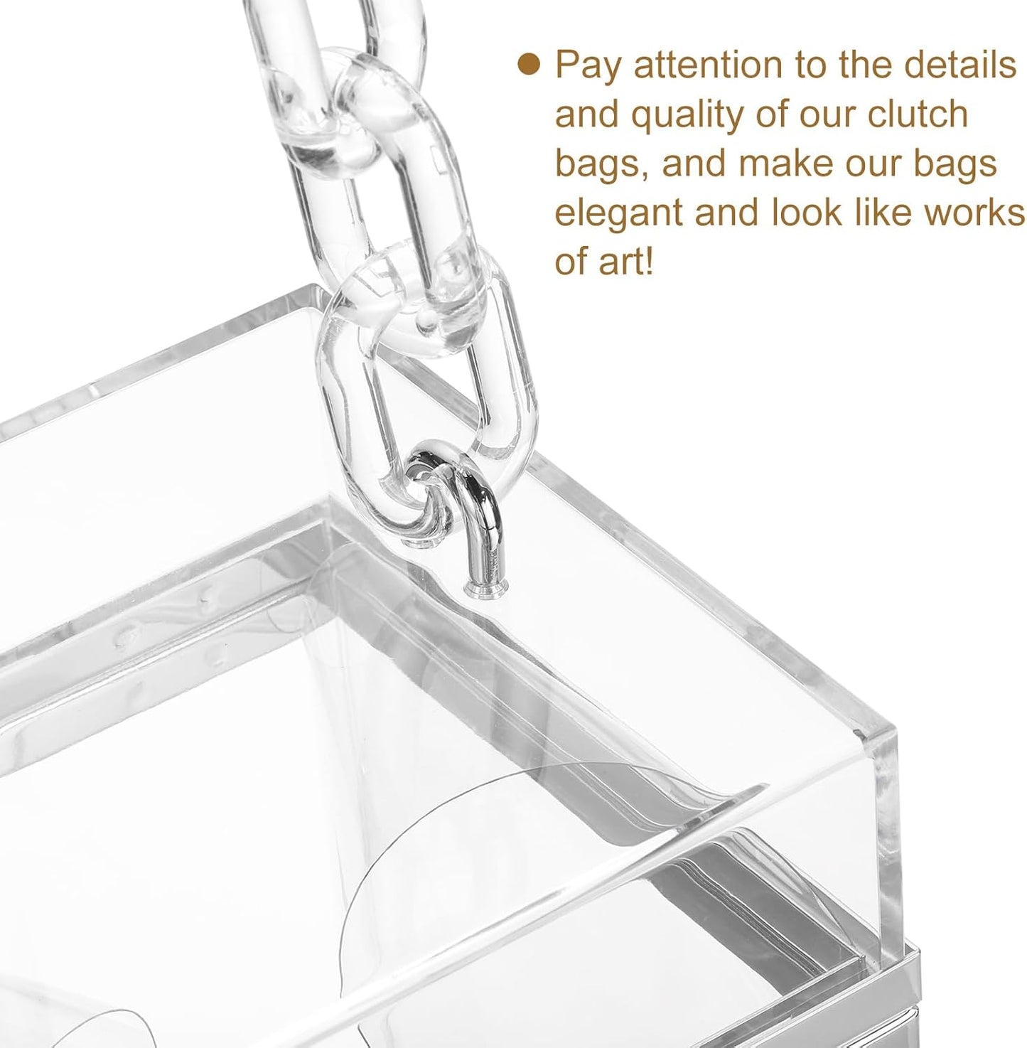 Women Acrylic Clear Clutch Purses Square Evening Handbag Box Purse for Wedding Prom Party, Transparent/Silver
