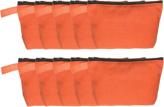 Canvas Makeup Bags, 10pcs Travel Cosmetic Bags Bulk, Multipurpose Plain Toiletry Zipper Pouches Blank DIY Craft Bags Pencil Bag for Women Teens, Orange(7.5 x 5 x 1.8inch)