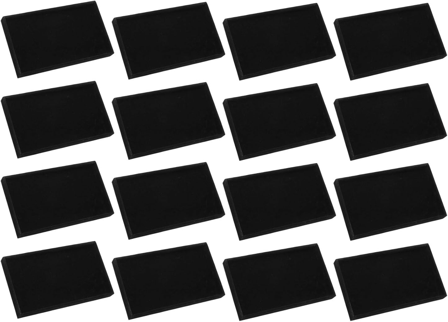 16PCS Jewelry Organizer Tray Stackable, Wooden Jewelry Containers Velvet Drawer Organizer Inserts Holder for Earrings Necklaces Rings Bracelet (8.5" x 5.1" x 1" Black)