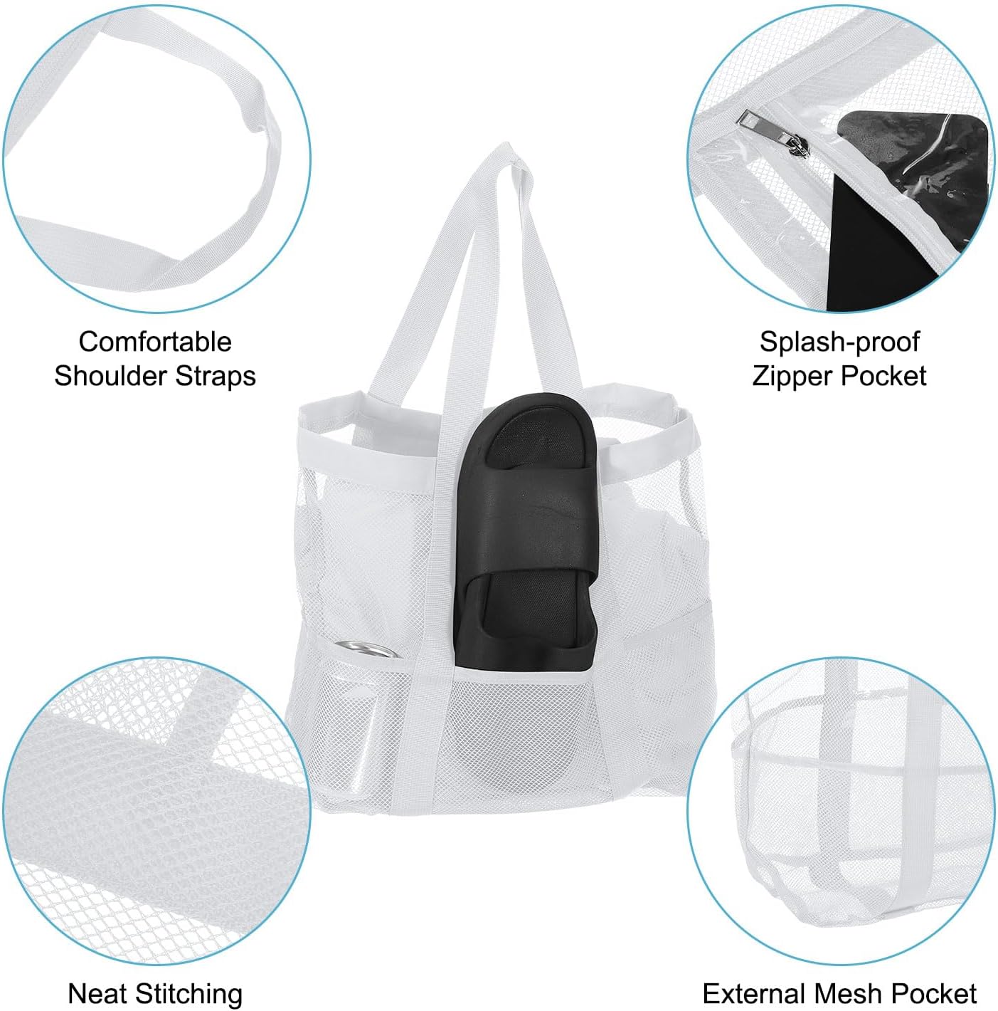 Mesh Beach Tote Bag, Upgraded Beach Towel Bags, Pool Bag for Vacation Travel Daily