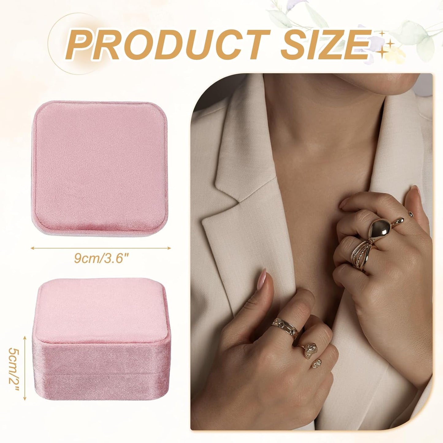 Large Ring Box, Velvet 3 Slot Ring Tray Boxes Rings Holder Display Jewelry Tray Small Jewelry Organizer for Engagement Proposal Wedding Day, Pink