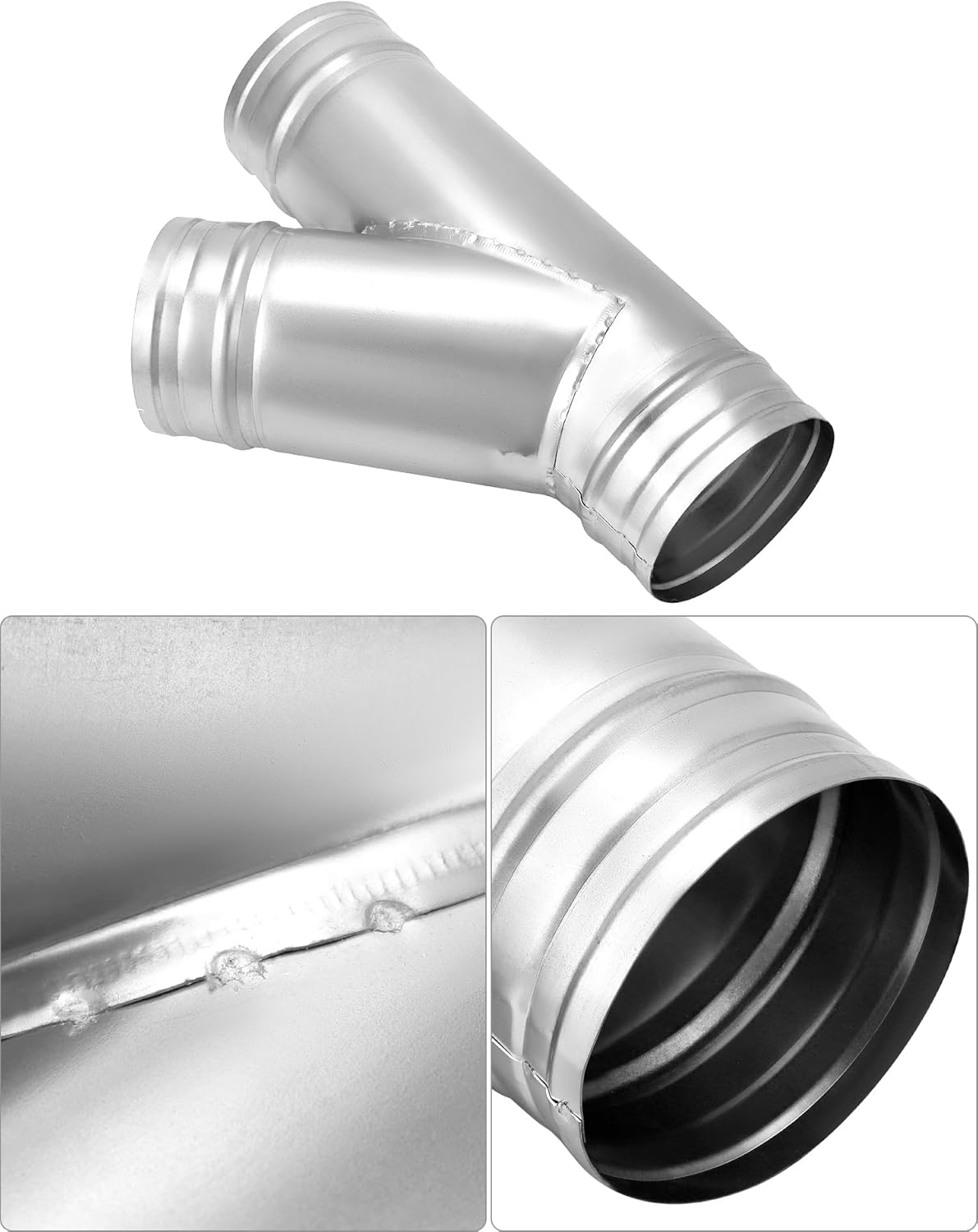 4" Duct Splitter, 45° Degree 4 Inch Branch Metal Duct Connector 3 Way Hose Adapter/Splitter