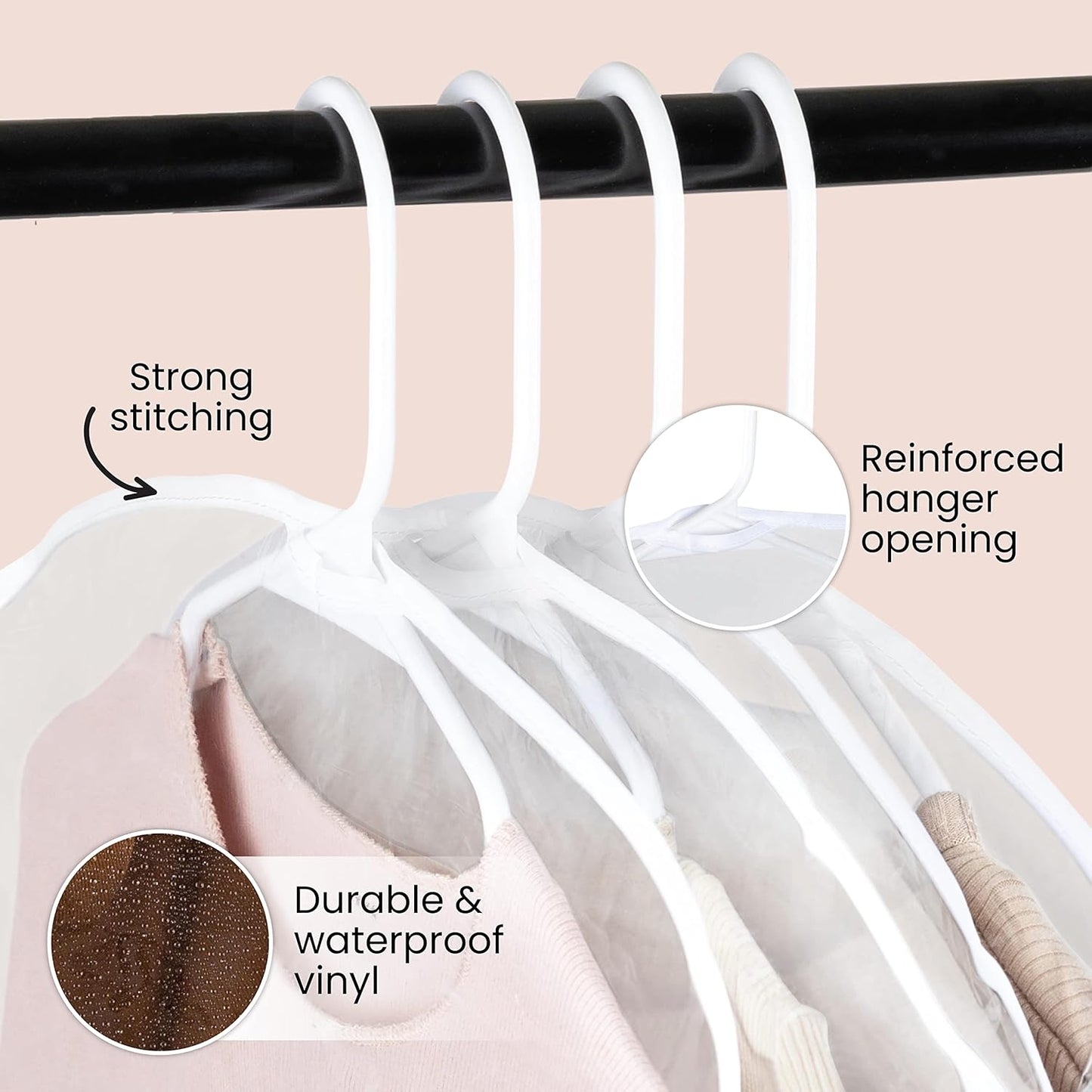 Clear Vinyl Shoulder Covers - Set of 16 Garment Protectors Keep your Suits, Dresses, Blouses, & Dust Free - Protect and Store your Clothing while In and Out of Season
