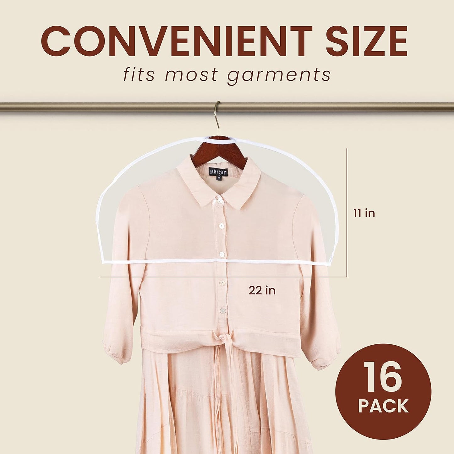 Clear Vinyl Shoulder Covers - Set of 16 Garment Protectors Keep your Suits, Dresses, Blouses, & Dust Free - Protect and Store your Clothing while In and Out of Season
