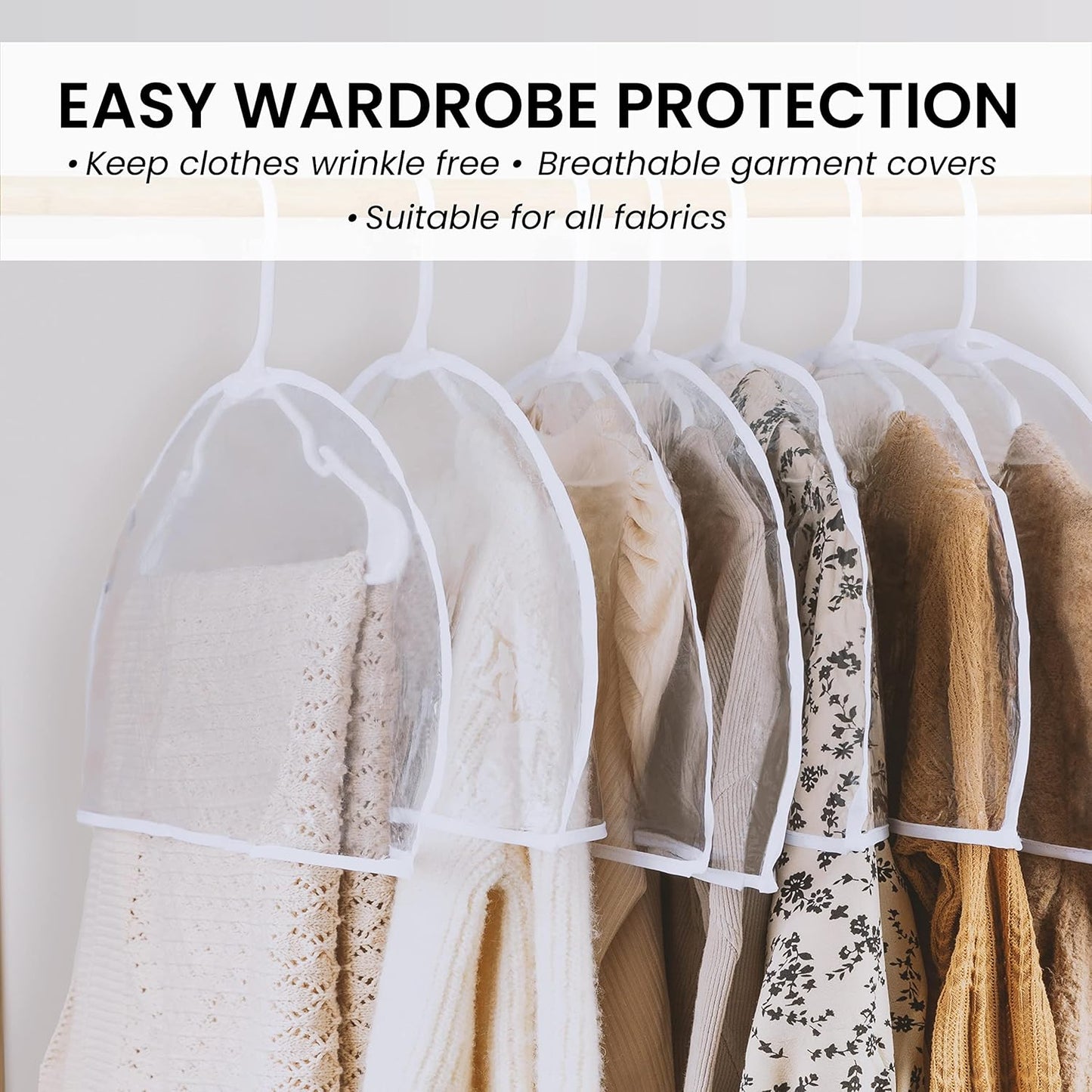 Clear Vinyl Shoulder Covers - Set of 16 Garment Protectors Keep your Suits, Dresses, Blouses, & Dust Free - Protect and Store your Clothing while In and Out of Season