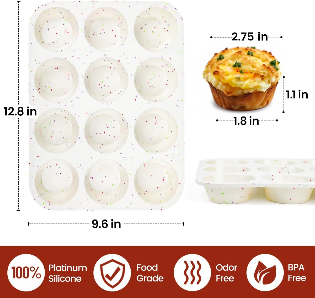 Silicone Mini Muffin Pan 24 Cups & Silicone Muffin Pan Regular Size 12 Cups