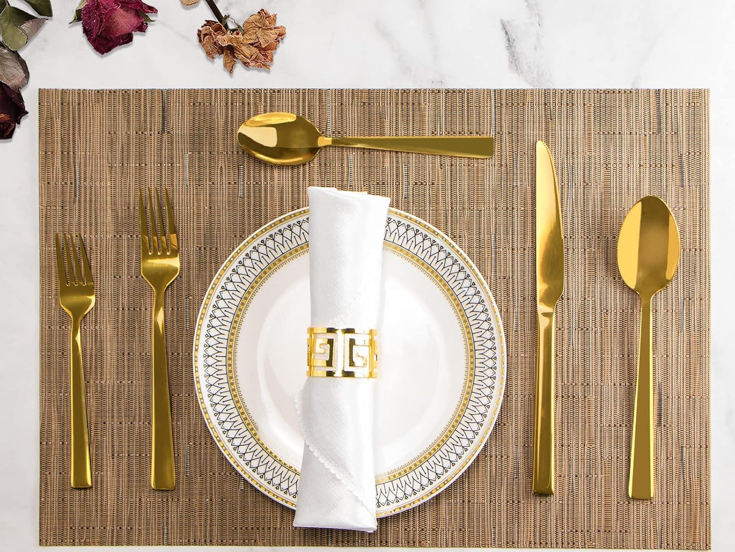 Gold Silverware Set,  40 Piece Stainless Steel Flatware Cutlery Set Service for 8 Luxury Square Tableware Thick Knife Fork Spoon for Home Kitchen Restaurant Wedding, Mirror Polished
