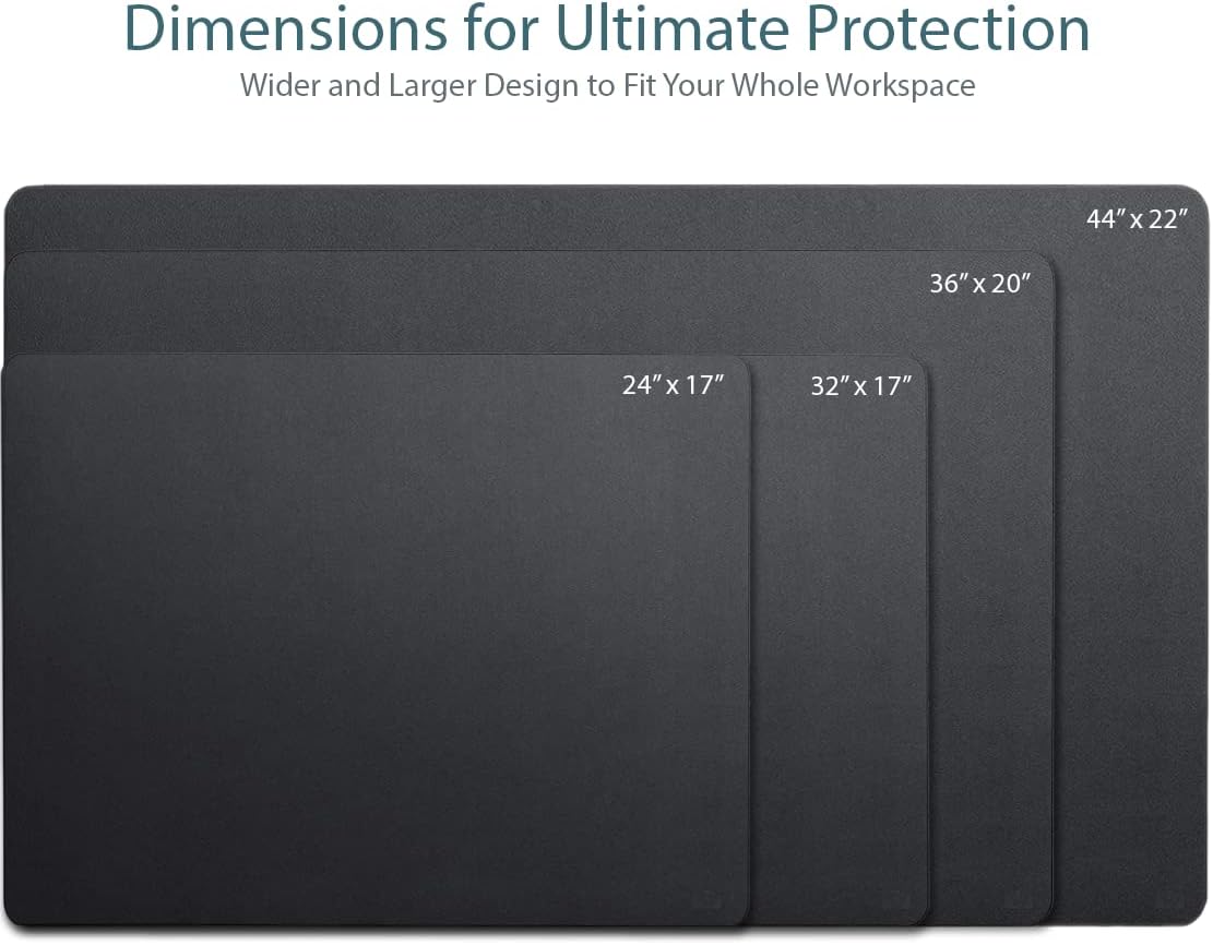 Leather Desk Pad 36" x 20",  Office Desk Mat Waterproof Black - Premium Quality - Smooth Mouse Writing Surface - Maximum Protection Dual-Sided Pu Leather Blotter for Desk Office/Home