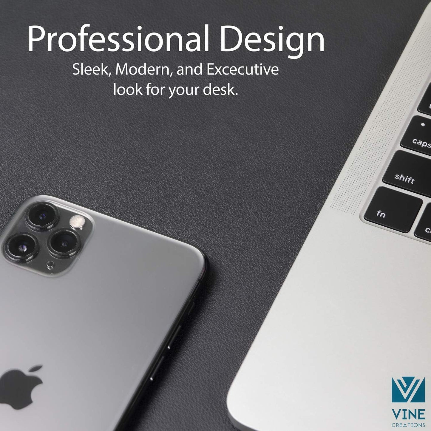 Leather Desk Pad 36" x 20",  Office Desk Mat Waterproof Black - Premium Quality - Smooth Mouse Writing Surface - Maximum Protection Dual-Sided Pu Leather Blotter for Desk Office/Home