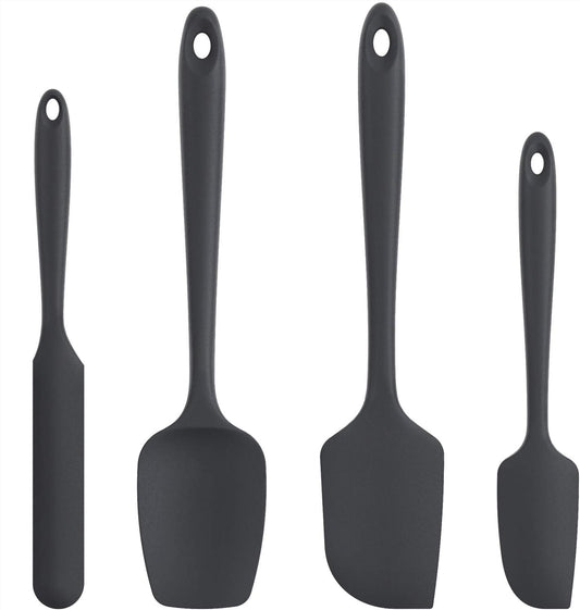 Silicone Spatula Set with 600 Degrees Fahrenheit Heat Resistant (Black)