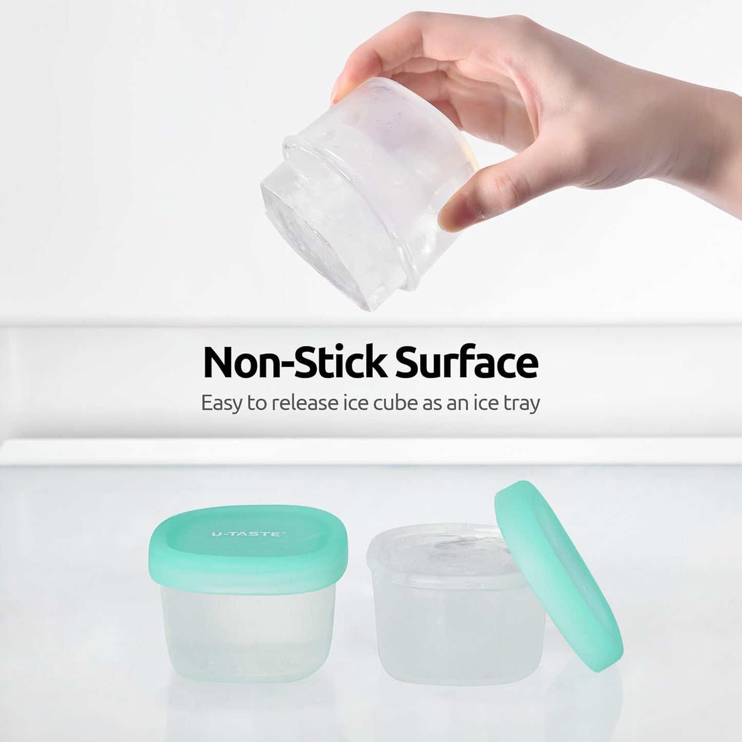 3oz 6oz Small Storage Containers: Food Grade Liquid-Silicone Freezer Box with Airtight Lid, Microwave Safe with Clear Measurements, Reusable for Meal Prepping Portion (Set of 4, Aqua Sky)