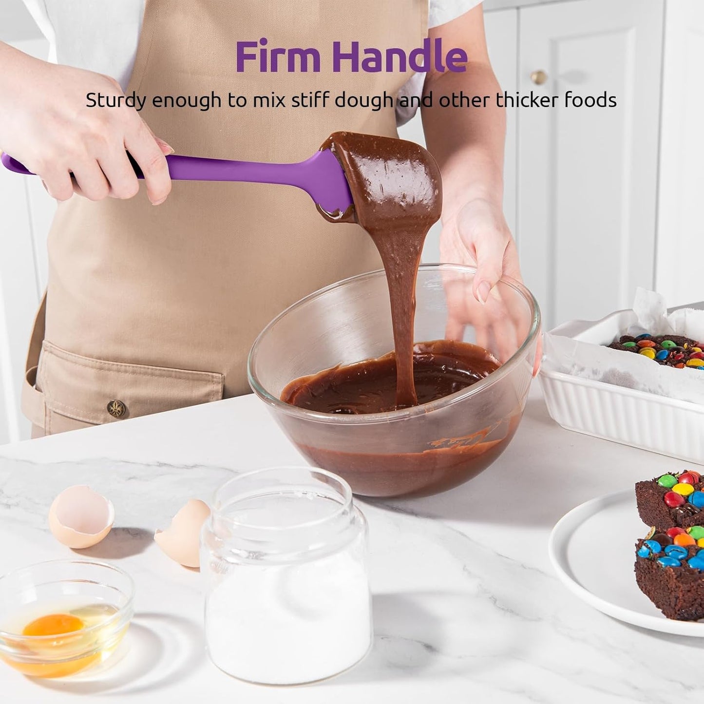 600ºF Heat Resistant Silicone Spatulas: Kitchen Cooking Mixing Utensils (4PCS, Purple) and 8"+10"+12" Kitchen Cooking Tweezer: 18/8 Stainless Steel Food-Grade Metal Food Tong (Pointed Tip)