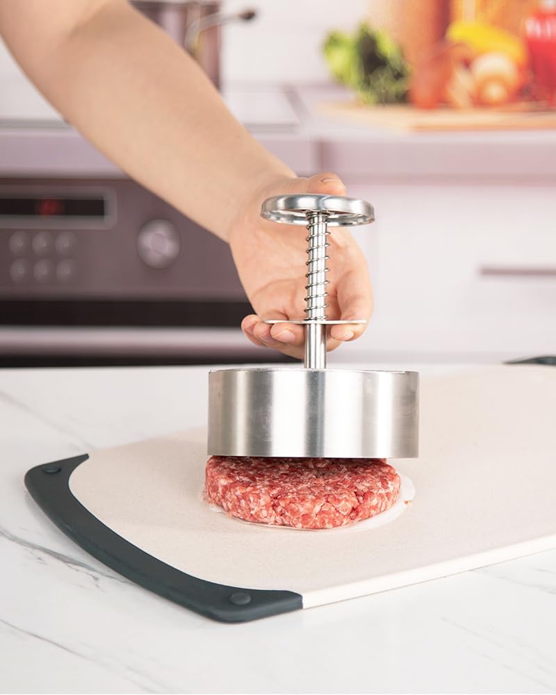 304 Stainless Steel Burger Press - 4.5" Hamburger Patty Maker, Heavy Duty Stainless Steel Burger Press for Ground Beef, Burgers (Dishwasher Safe)