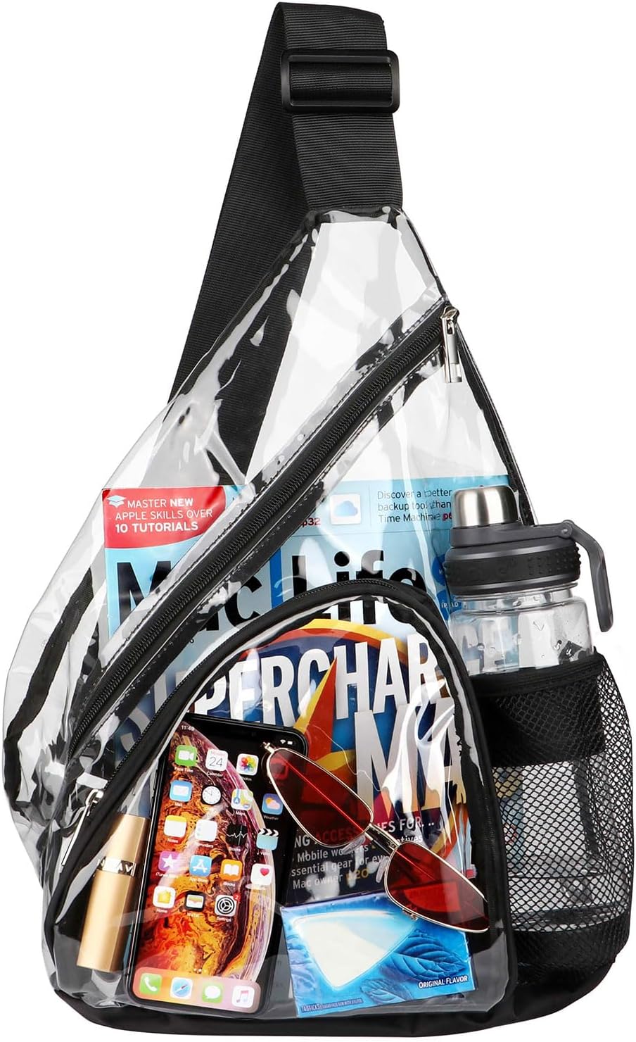 Clear Sling Bag, Clear Bag Stadium Approved, Transparent Shoulder Crossbody Backpack Chest Casual Daypack