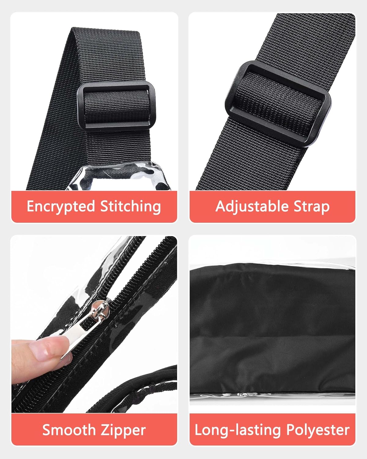 Clear Sling Bag, Clear Bag Stadium Approved, Transparent Shoulder Crossbody Backpack Chest Casual Daypack