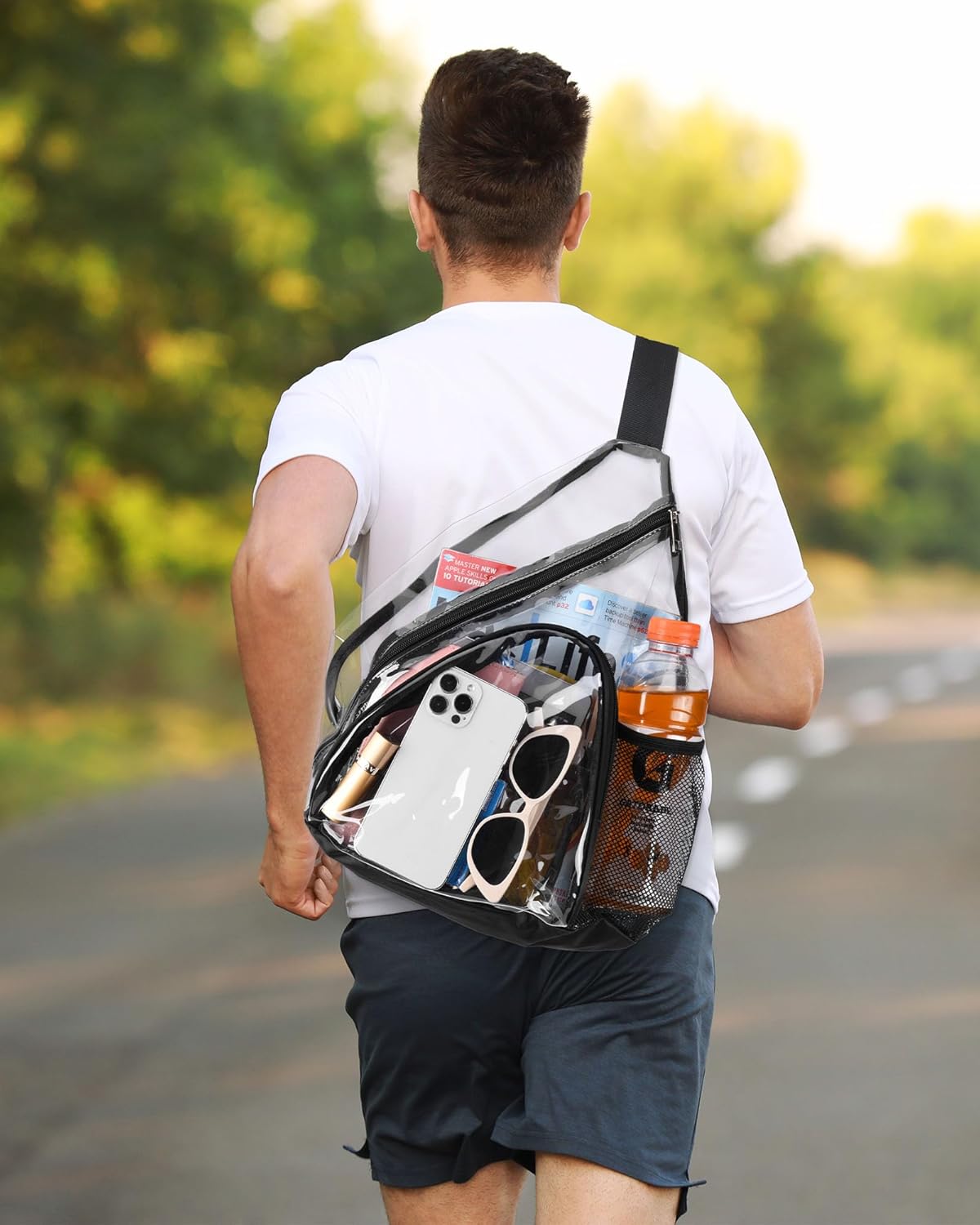 Clear Sling Bag, Clear Bag Stadium Approved, Transparent Shoulder Crossbody Backpack Chest Casual Daypack
