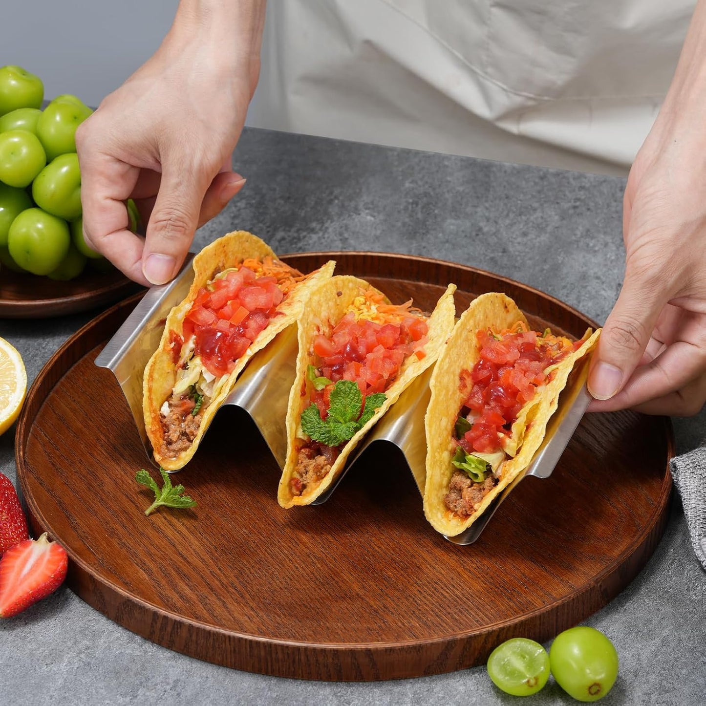 Taco Holder Stand, 6 Packs Stainless Steel Taco Rack Truck Tray Style, Oven, Grill and Dishwasher Safe