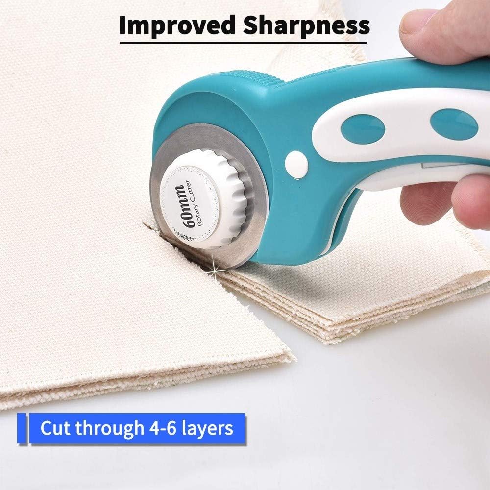 60MM Rotary Cutter Blades,  10PCS Premium Spare Replacement Cutting Blades with Sharpness, Great for Heavy Duty Use, Quilting, Patchwork, Crafts and Sewing