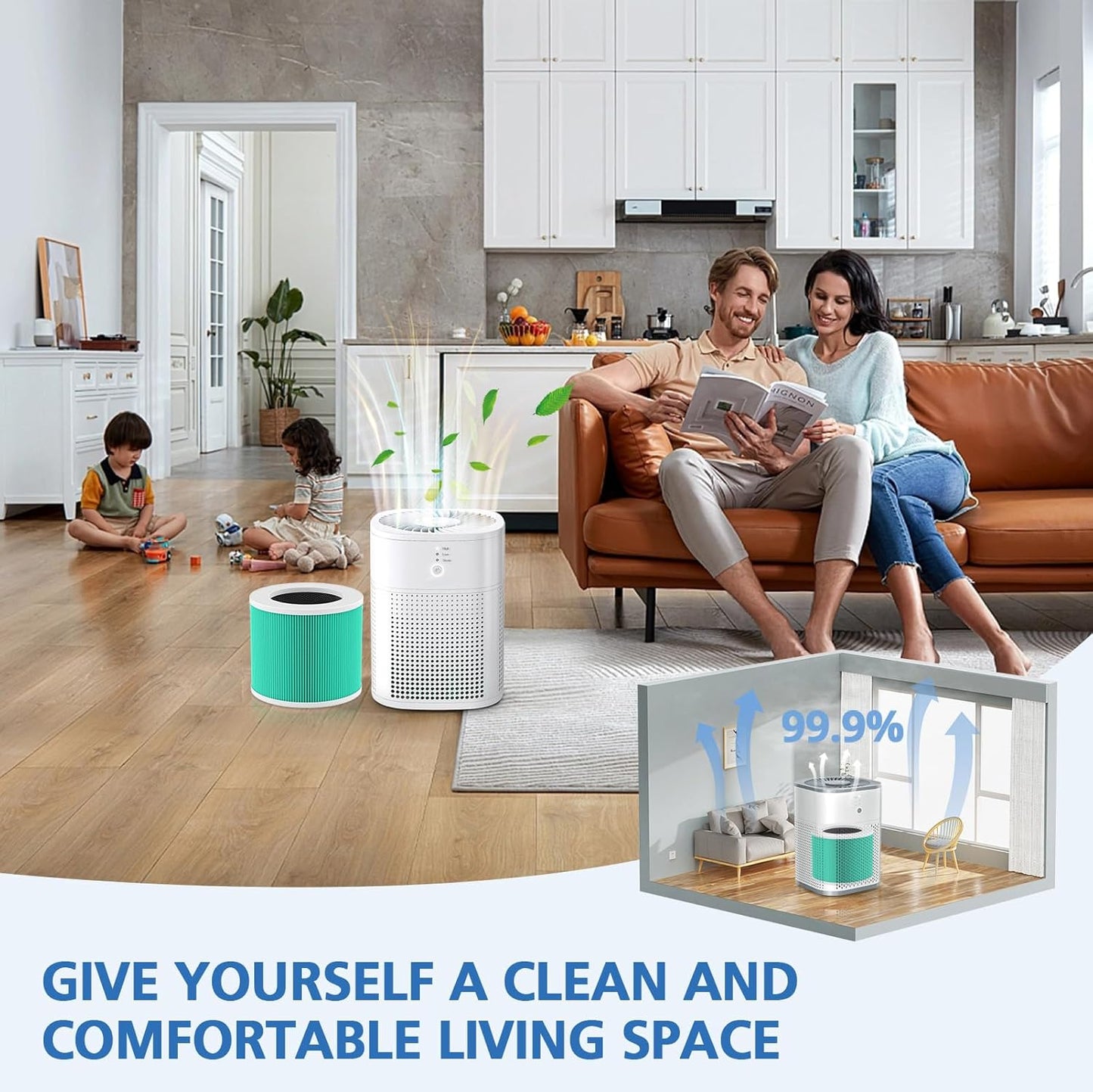 HY1800 Replacement Filter Compatible with CHIVALZ/MORENTO/Loytio/Honeyuan/AYAFATO/IOIOW HY1800 Air Purifier (2 Pack)