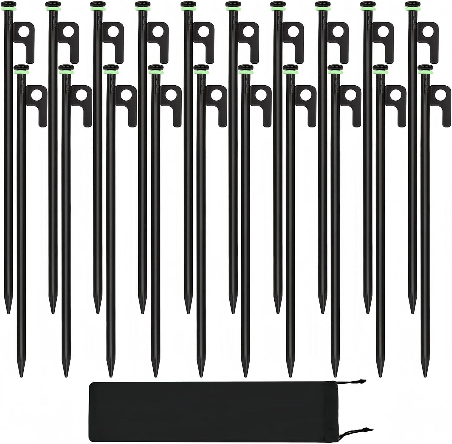 20Pcs Tent Stakes, 16in Heavy Duty Tent Stakes, Dia 0.35" Forged Steel Stakes Heavy Duty for Tent Used on Rocks, Grassland, Snowfield(20Pcs 16in Stakes)