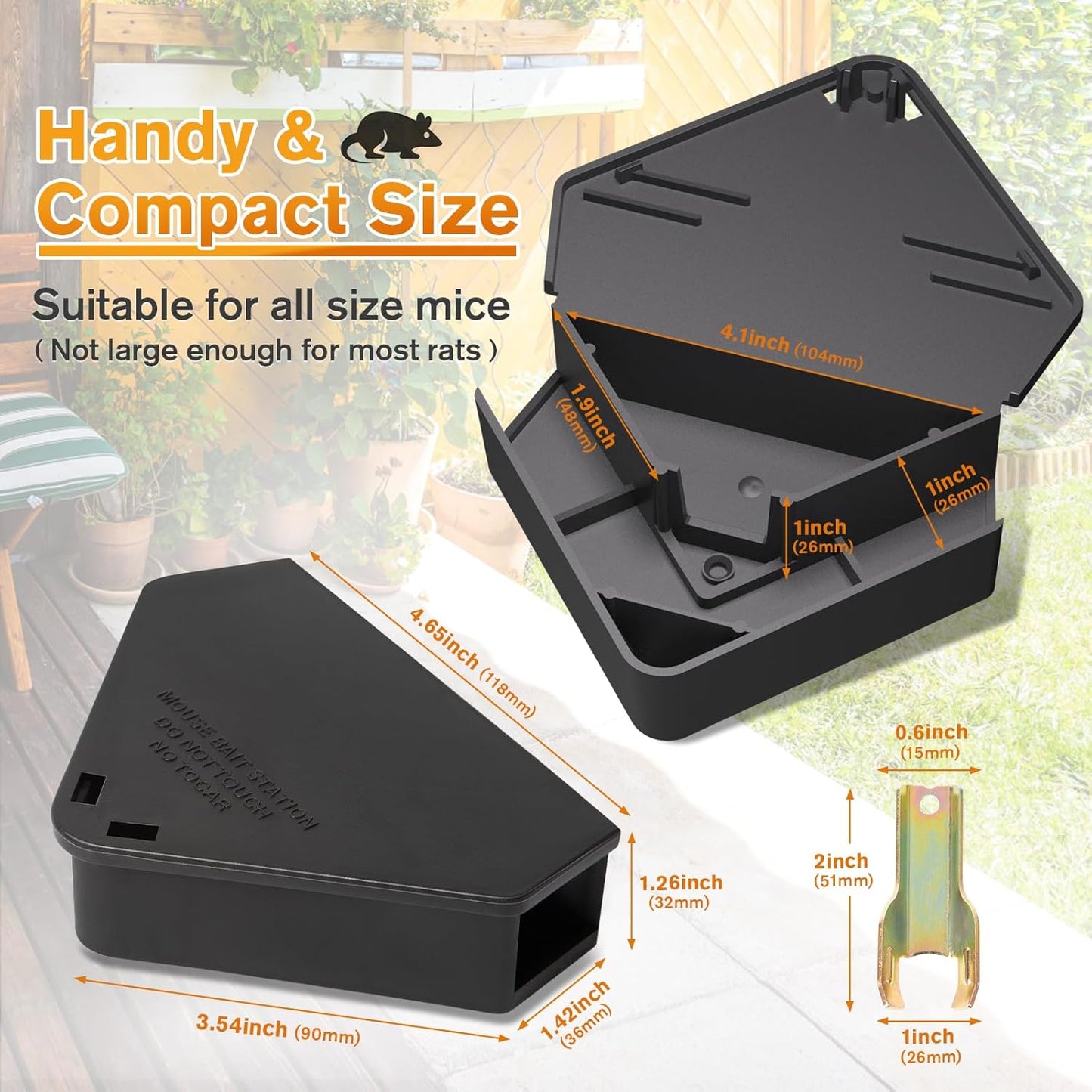 Mouse Station with Keys Black 6 Pack, Key Required Mouse Stations, Mice Stations, Keeps Children and Pets Safe Indoor & Outdoor