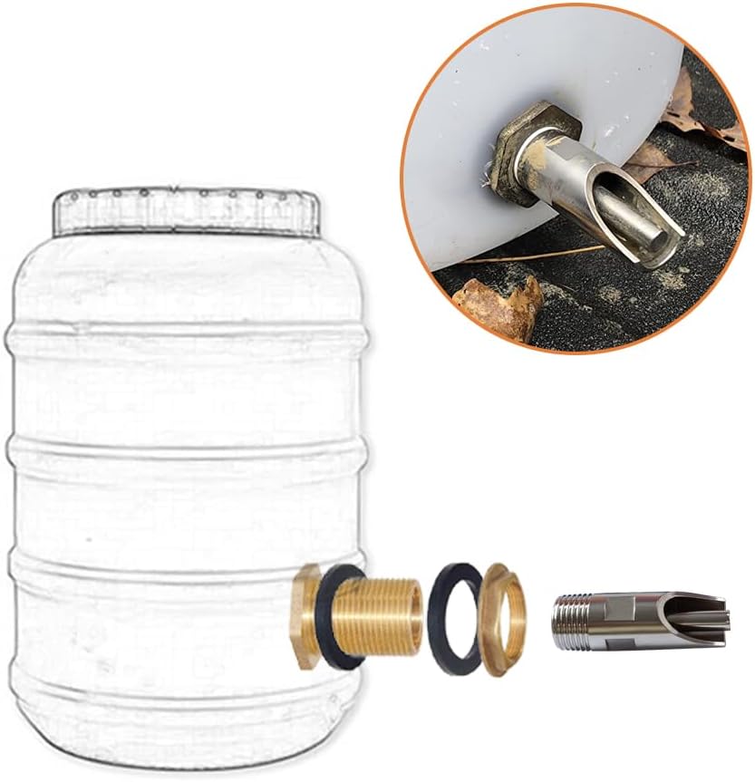 5PCS 1/2 Stainless Steel Automatic Pig Nipple Water Drinker Feeder Waterer + 5PCS 1/2 Female to 3/4 Male Brass Water Tank Connector Bulkhead Fitting Kit for Sows Piglets Drinking