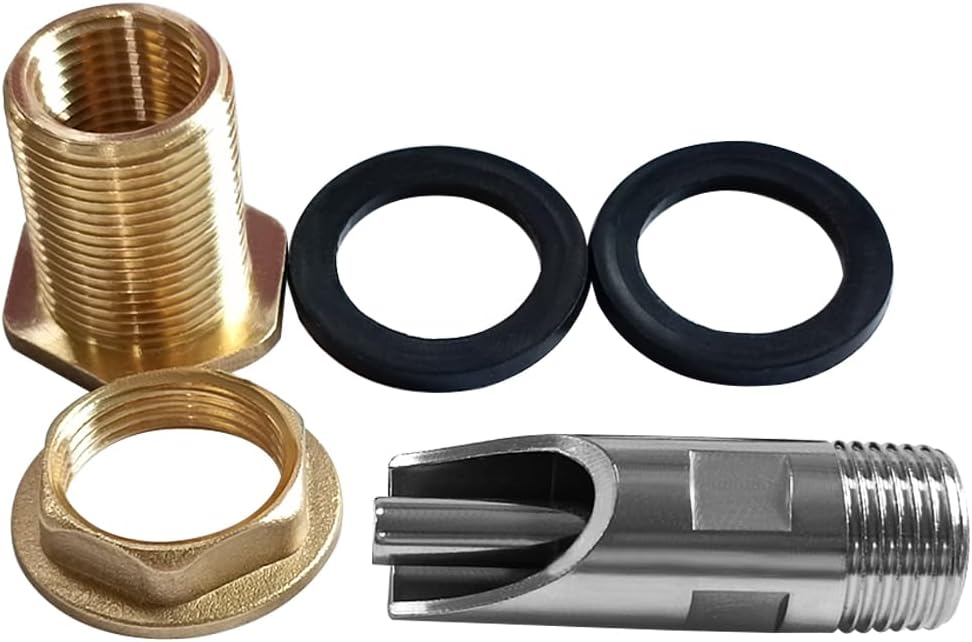 5PCS 1/2 Stainless Steel Automatic Pig Nipple Water Drinker Feeder Waterer + 5PCS 1/2 Female to 3/4 Male Brass Water Tank Connector Bulkhead Fitting Kit for Sows Piglets Drinking