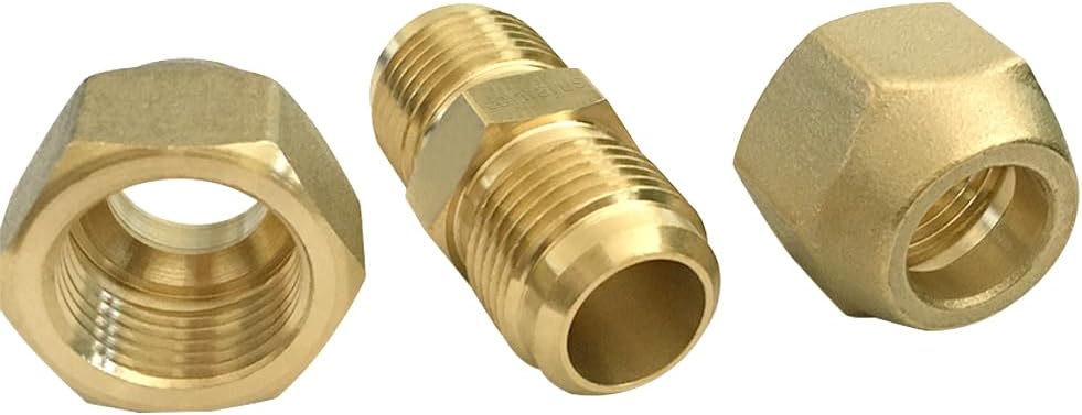 5/8" Air Conditioning Copper Pipe Extension Double Connector with Flare Nuts and Connectors Free Welding for Butt Copper Tube Diameter 5/8"(15.58mm)