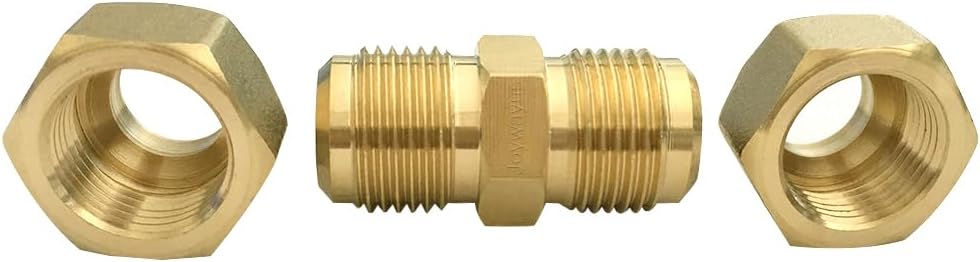 5/8" Air Conditioning Copper Pipe Extension Double Connector with Flare Nuts and Connectors Free Welding for Butt Copper Tube Diameter 5/8"(15.58mm)