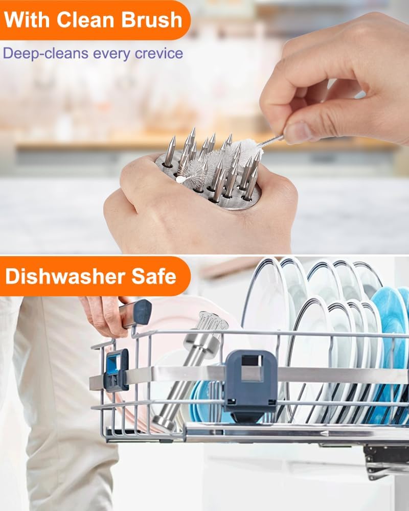 Meat Tenderizer Tool, 304 Stainless Steel, with 21 Needles & Retractable Safety Guard, for Tenderizing Beef, Turkey, Chicken, Steak, Dishwasher Safe