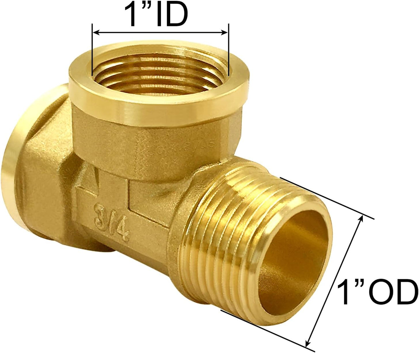 2PCS Brass Pipe Fitting Barstock Tee 3 Way NPT 3/4" Female x 3/4" Female x 3/4" Male Fitting