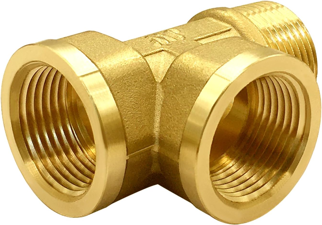 2PCS Brass Pipe Fitting Barstock Tee 3 Way NPT 3/4" Female x 3/4" Female x 3/4" Male Fitting