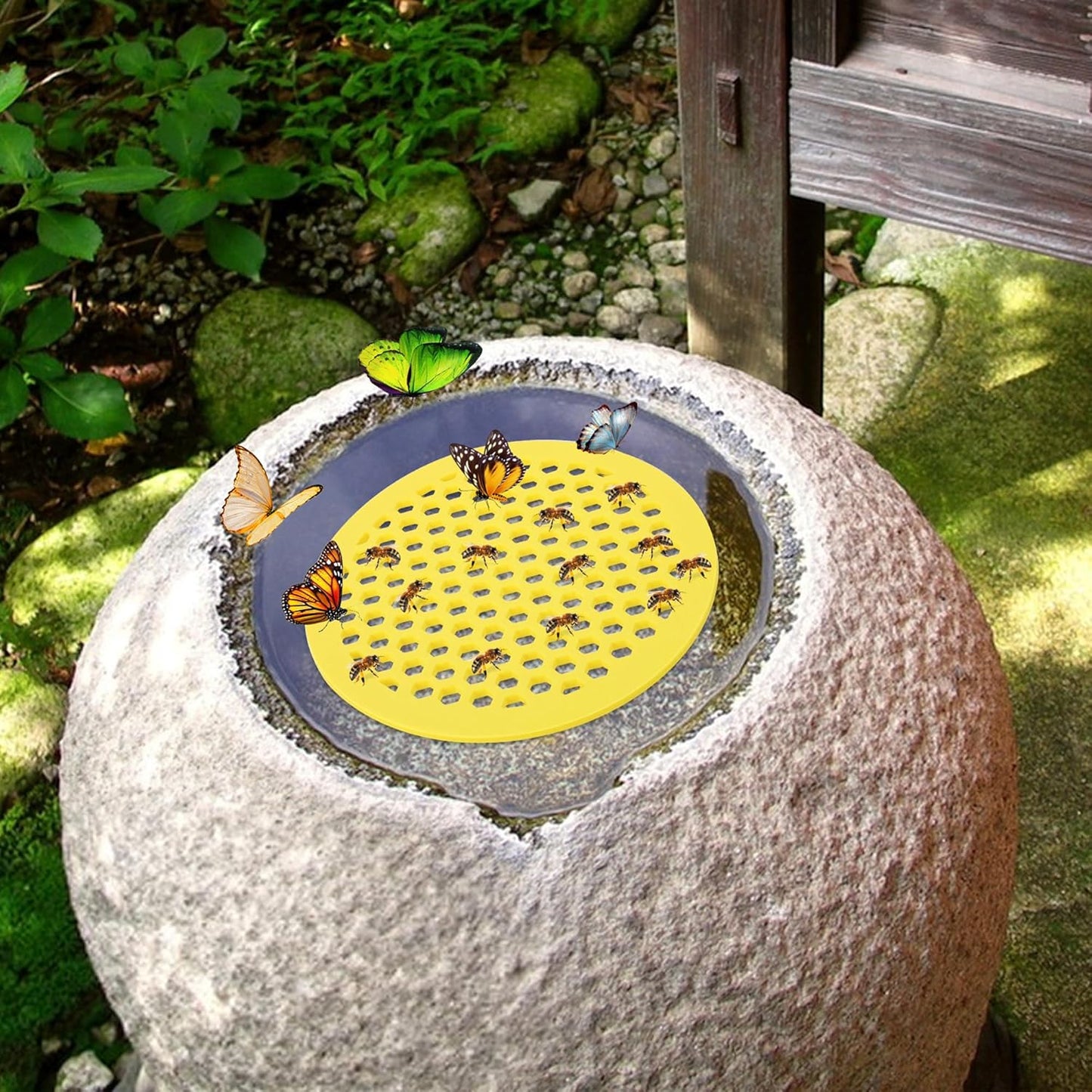 4 Pack Floating Bee Island- 7.87 Inch EVA Foam Floating Bee Watering Station- Butterfly Bee Waterer for Feeding, Bee Bath, Outdoor Garden Decor