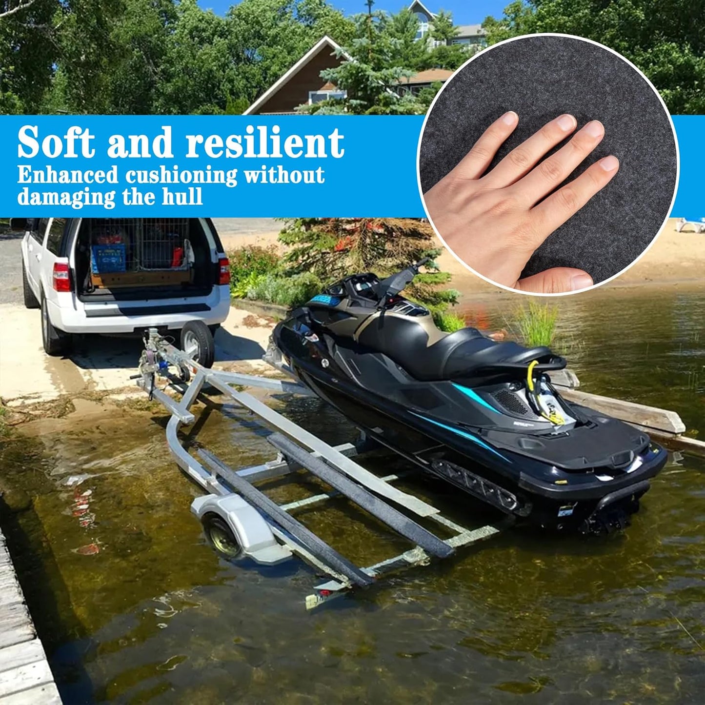 Boat Trailer Bunk Carpet - Marine Trailer Bunk Carpet - Trailer Boat Bunk Padding for Outdoor Boat Trailer Jet Ski Ramp Garage Dock
