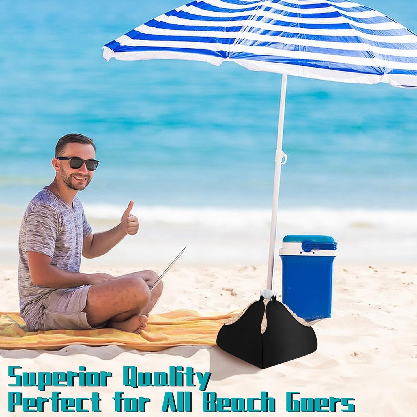 1 Set Beach Umbrella Base Weight- 600D Oxford Cloth Sun Umbrella Fillable Weights Sand Bags- Heavy Duty Beach Umbrella Stand Sand Anchor for Outdoor Patio Garden